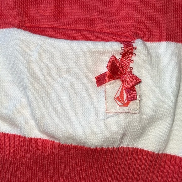 Volcom "Esta Bien" Sweater Vest - Coral/White Stripes Y2K/Skate/Surf Junior's XL - Picture 4 of 16